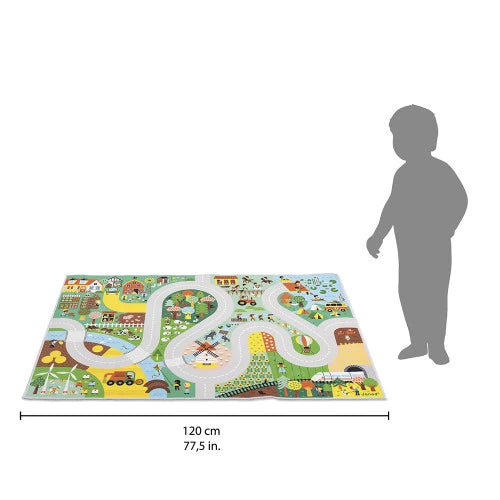 Janod Playmat with circuit Countryside - Cross Roads