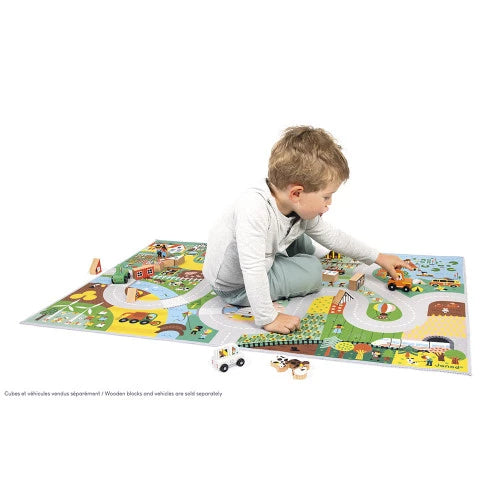 Janod Playmat with circuit Countryside - Cross Roads