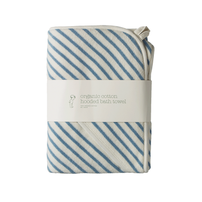 Nature Baby Hooded Bath Towel Powder Blue Sailor Stripe
