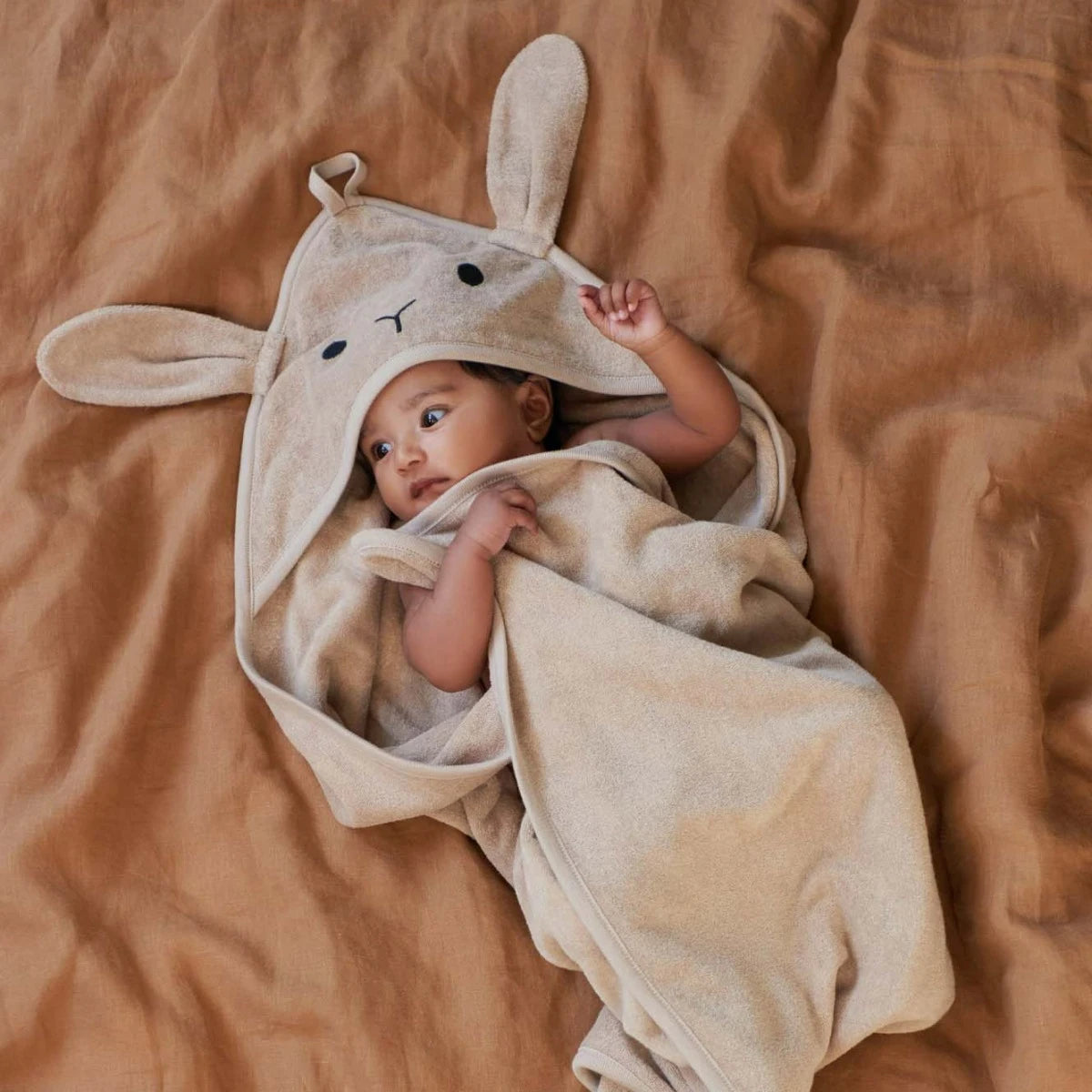 Nature Baby Bunny Hooded Bath Towel Nougat