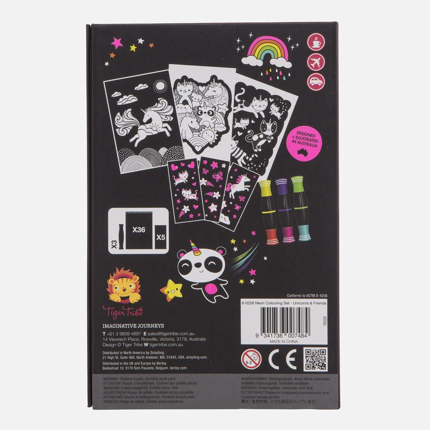 Neon Colouring Set - Unicorns and Friends by Tiger Tribe
